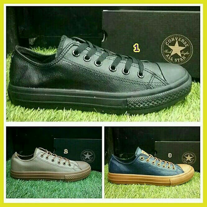 Sepatu Converse Pria Kulit Terbaru 2018 Murah Branded Hitam Coklat Navy Fullblack Olshop Fashion Olshop Pria Di Carousell