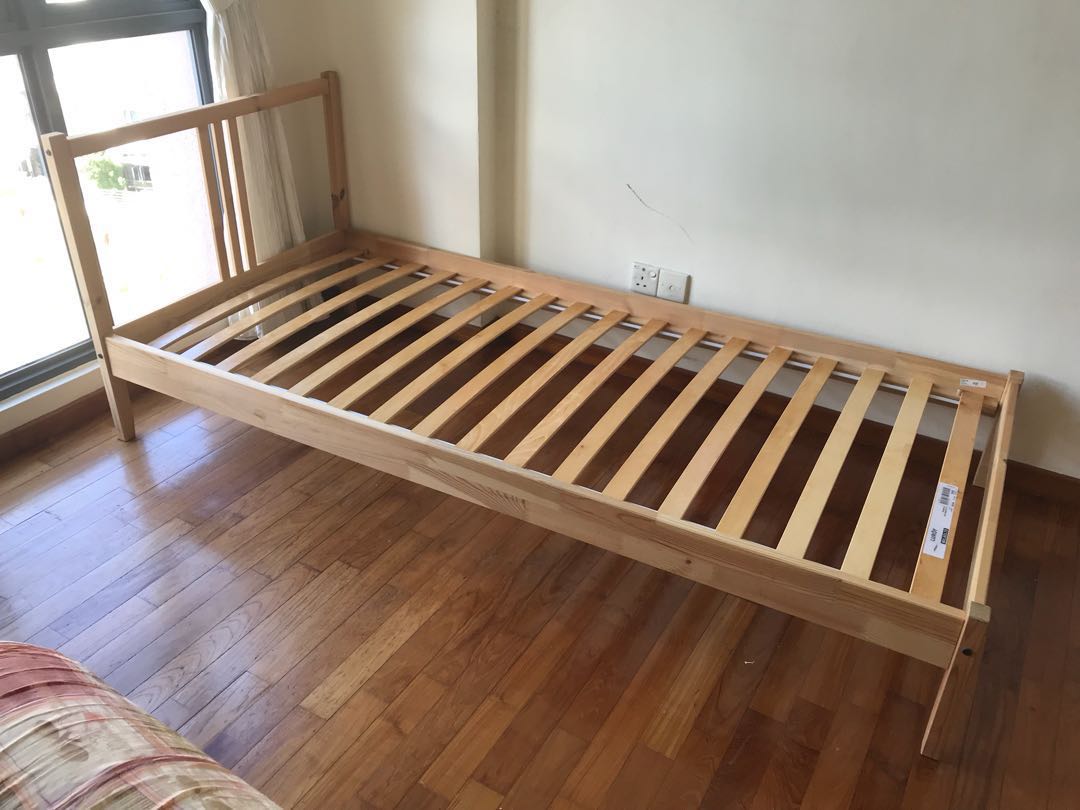 ikea wooden single bed frame