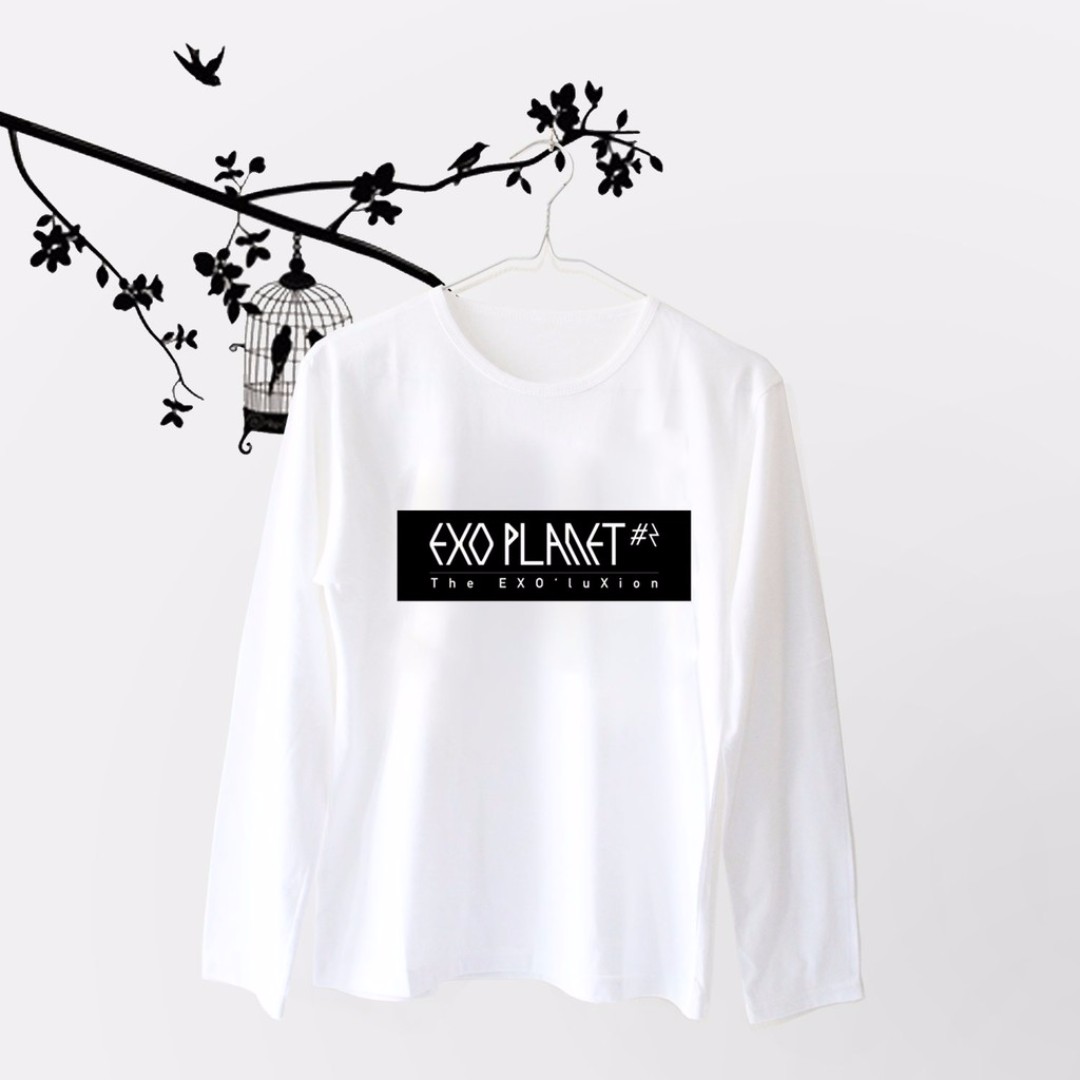 Baju Kaos T Shirt Tumblr Tee Atasan Wanita Cewek Exo Planet Lengan