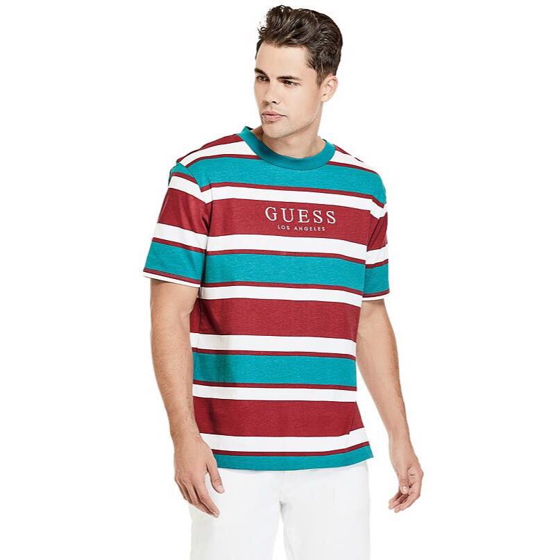Guess peer striped tee sales