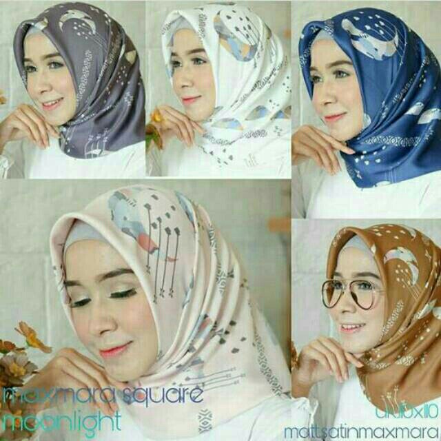 Paling Keren Kerudung Segi Empat Putih Motif - Naana Banaana