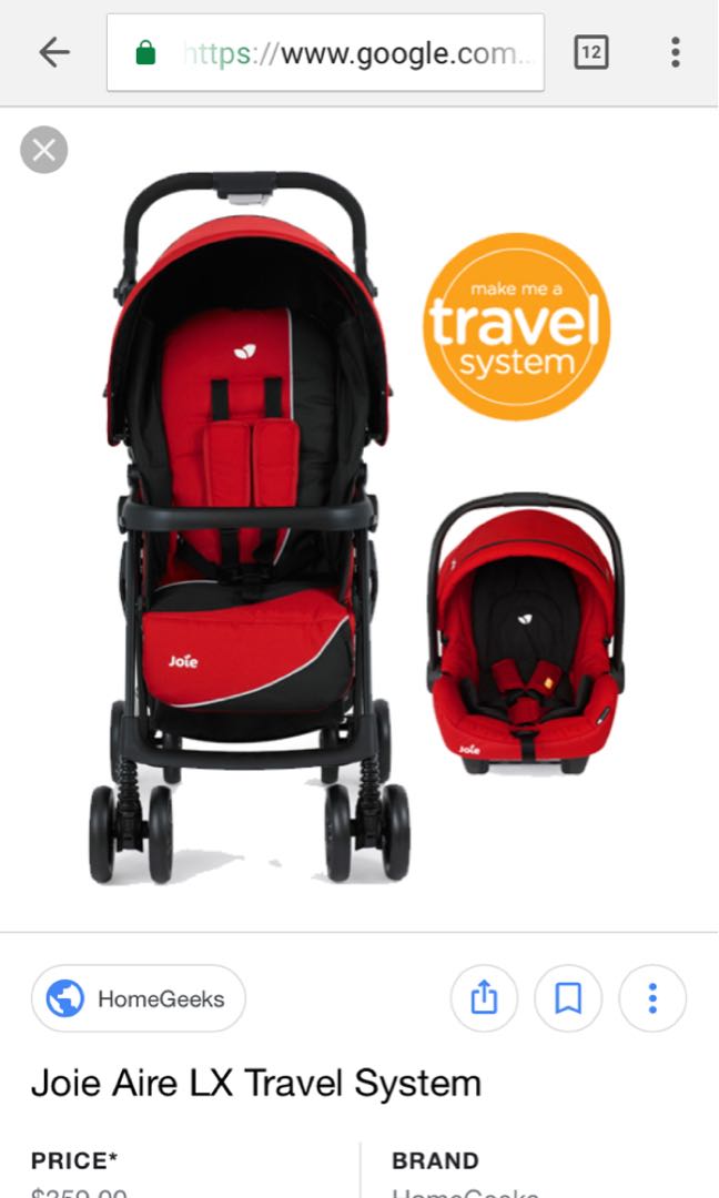 Joie Travel System braking system and wheelbase