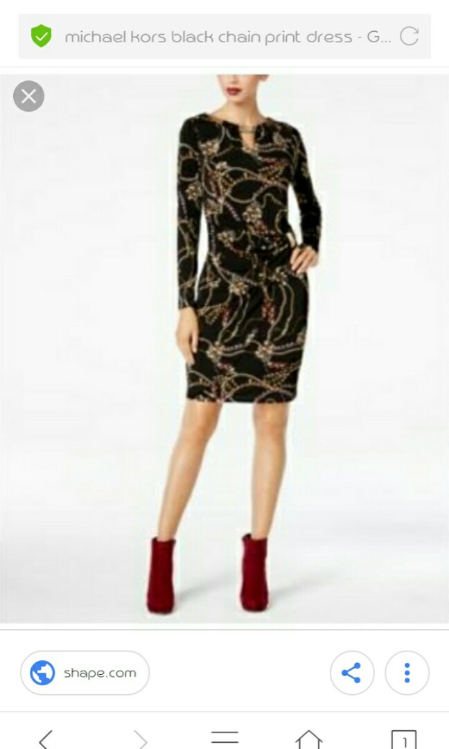 black dress with gold chain print