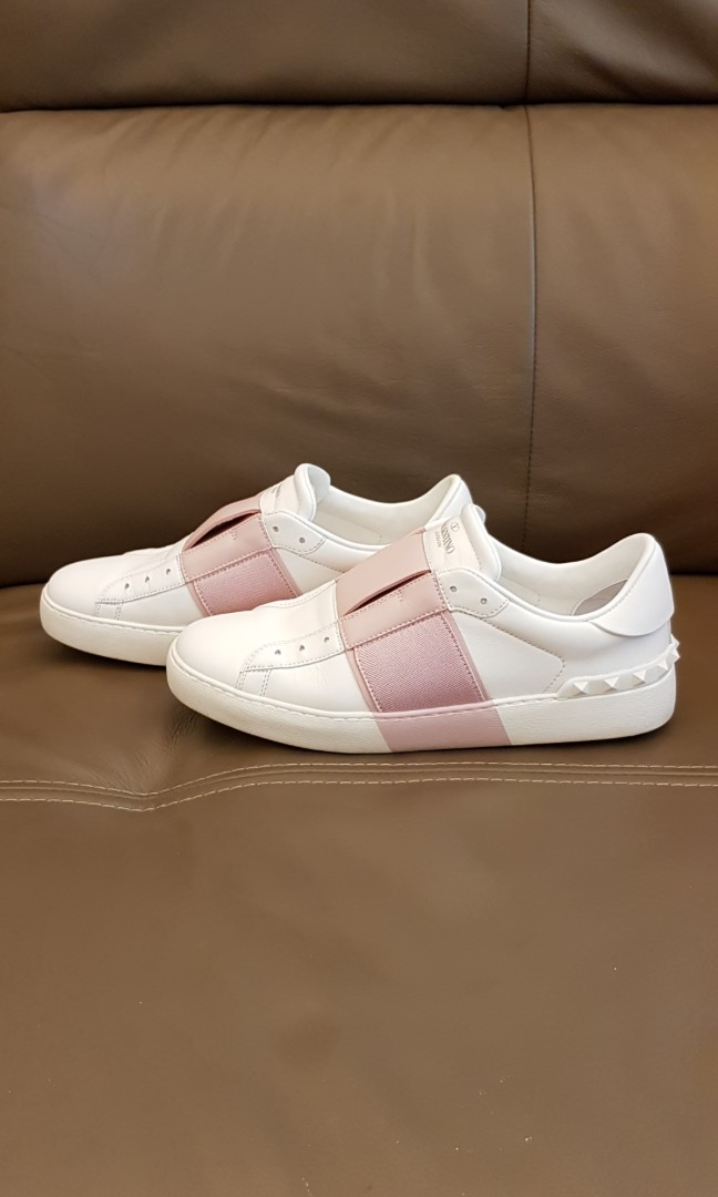 VALENTINO Elastic Band Sneakers Watery Rose Pink White, Luxury, Sneakers Footwear on Carousell