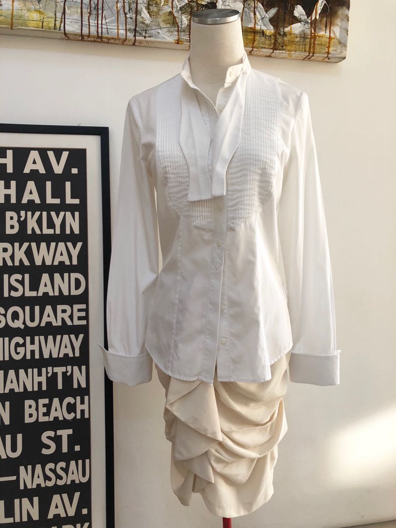 White vintage tuxedo women's shirt by Thomas PINK, Women's Fashion