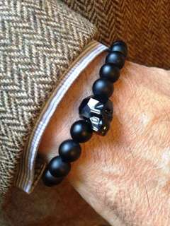Onyx with crystal skull bracelet
