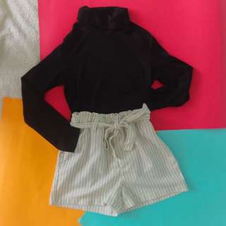 PENSHOPPE Belted Striped Shorts