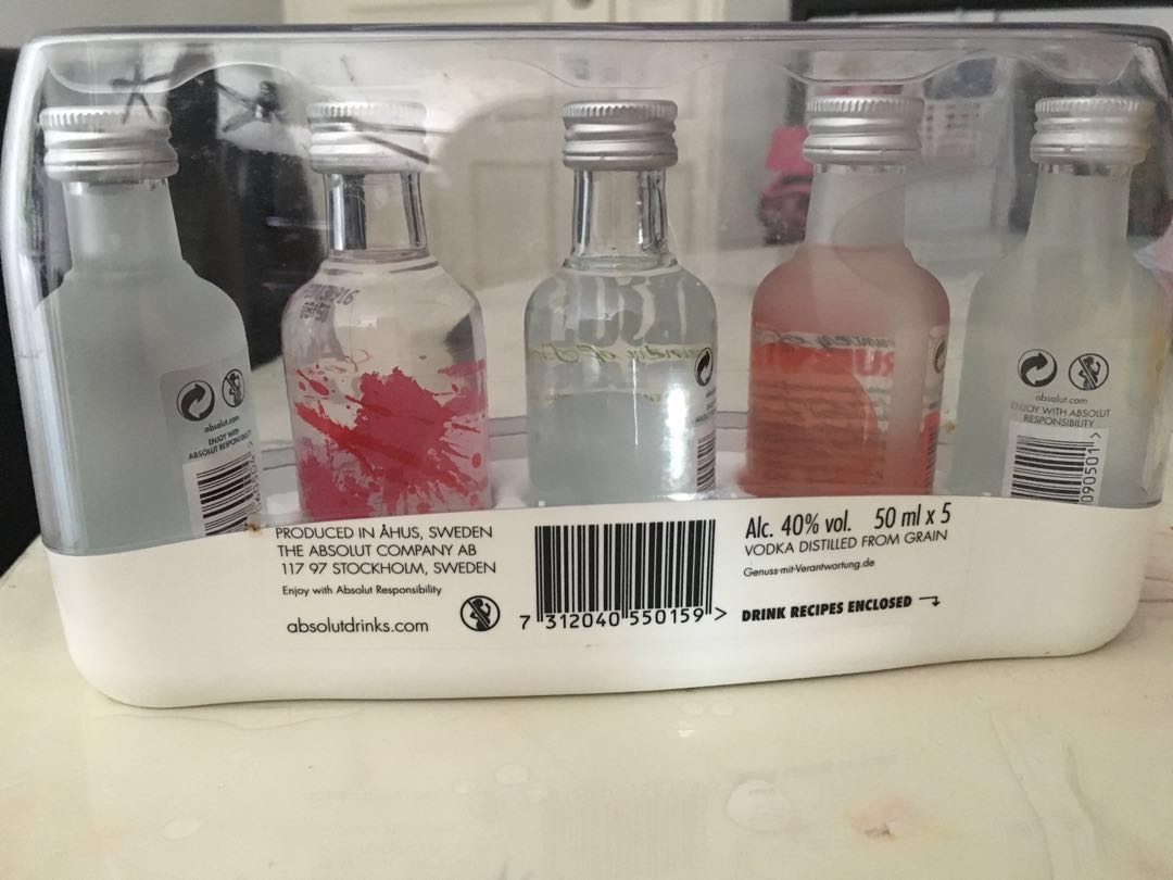 Absolut Mini Vodka Collection Food Drinks Beverages On Carousell Peach melba cocktail 100ml absolut raspberri flavoured vodka 1 x 420g tinned peach slices in syrup, one piece reserved make with absolut raspberri flavoured vodka. carousell