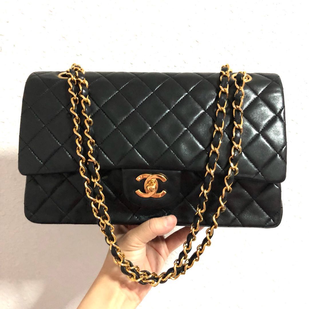 Authentic Chanel 10 Inch Classic Flap Bag with 24k Gold Hardware