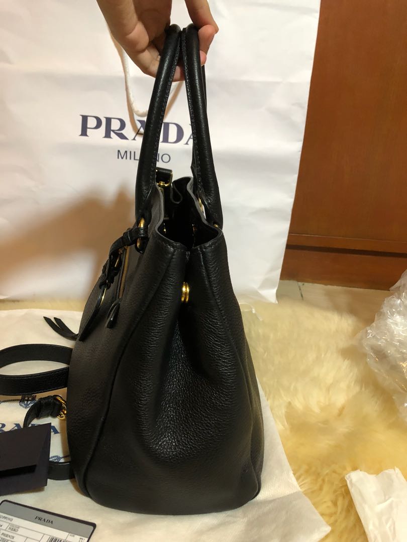 Prada, Bags, Prada Vitello Phenix Leather Convertible Bag