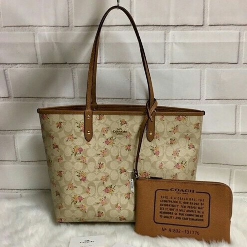 Coach Daisy Bundle Print Reversible City Tote F31776 Light Khaki Multi sz 33x29x15cm