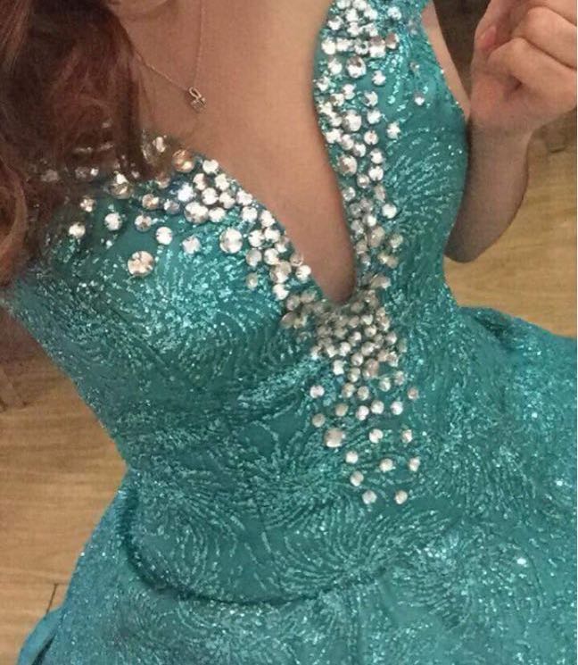 blue green gown