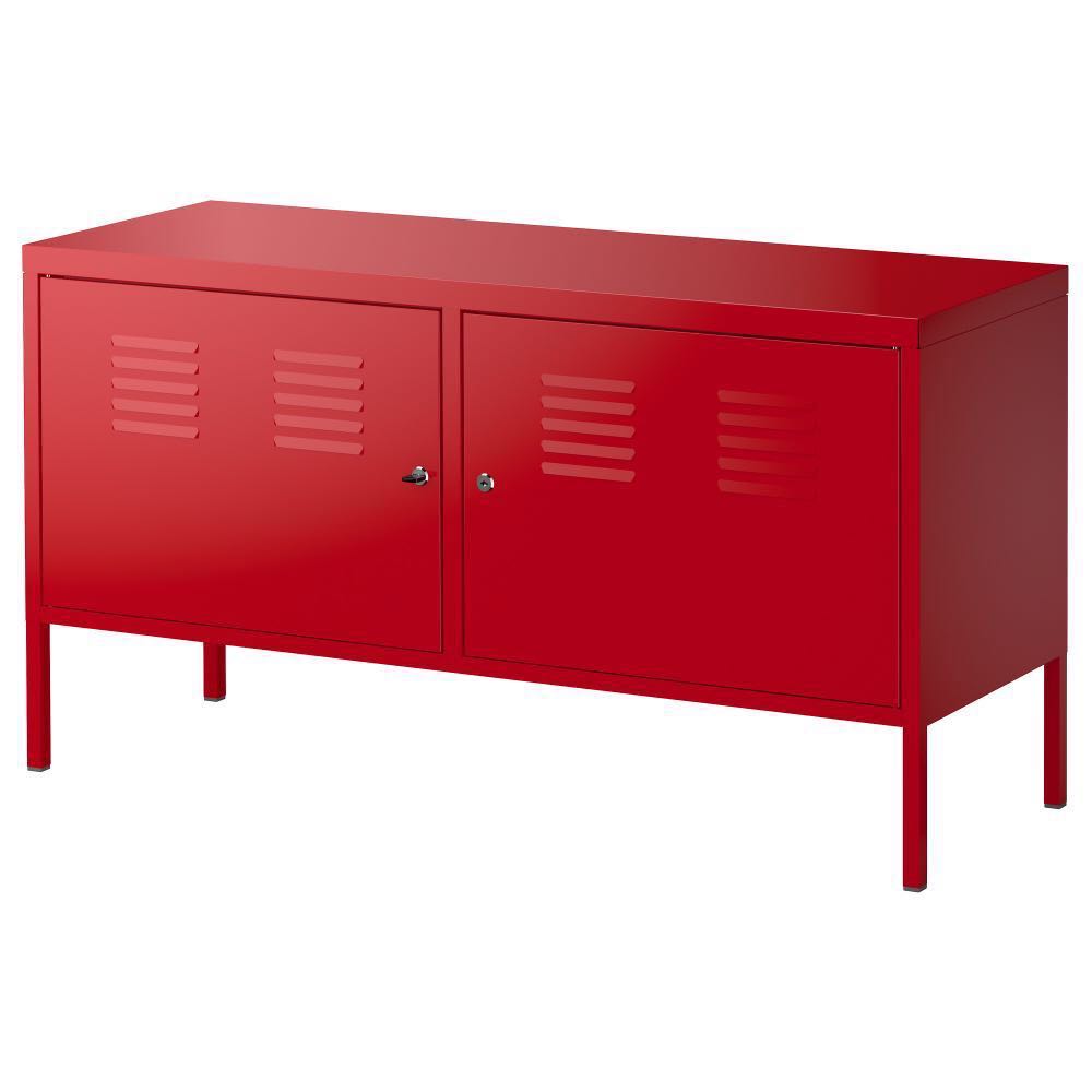Ikea Ps Red Cabinet With Lock Furniture Shelves Drawers On