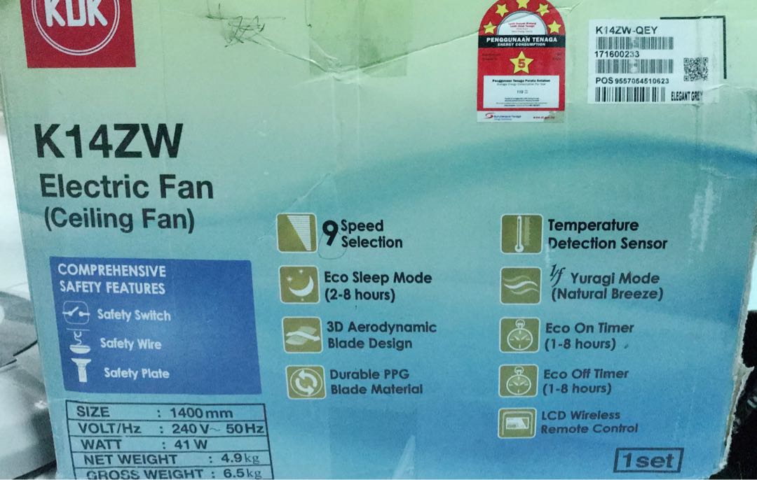 KDK Ceiling Fan, Furniture & Home Living, Lighting & Fans, Fans on