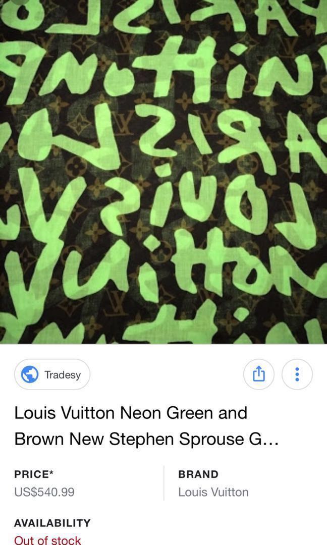 LOUIS VUITTON GRAFFITI Scarf M72387 Neon Green Monogram Stephen