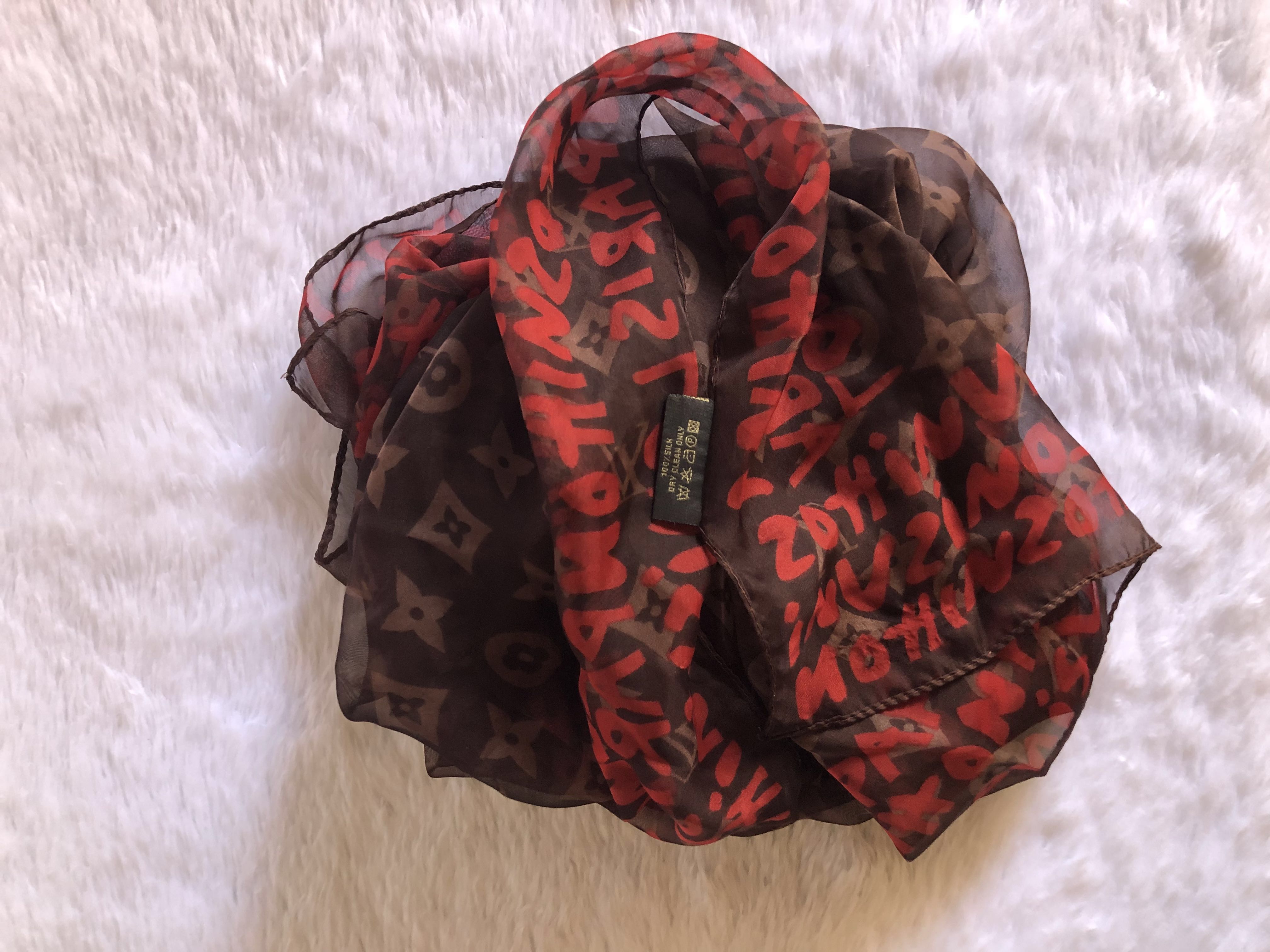 Louis Vuitton, Accessories, Rare Louis Vuitton Limited Edition Neon Pink  Lv Stephen Sprouse Graffiti Scarf