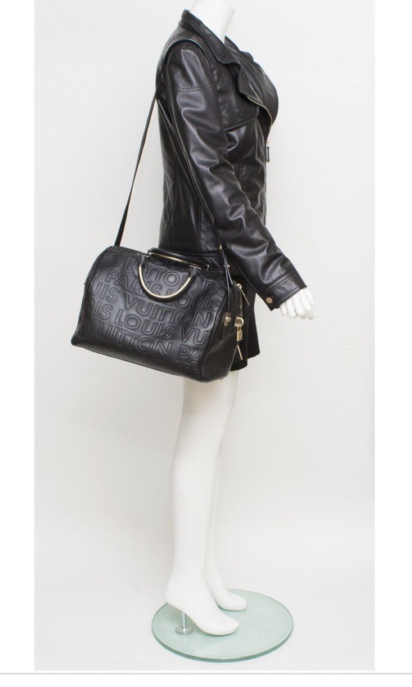 Louis Vuitton Paris Speedy Cube Bag Embossed Leather 30 Black 1329337