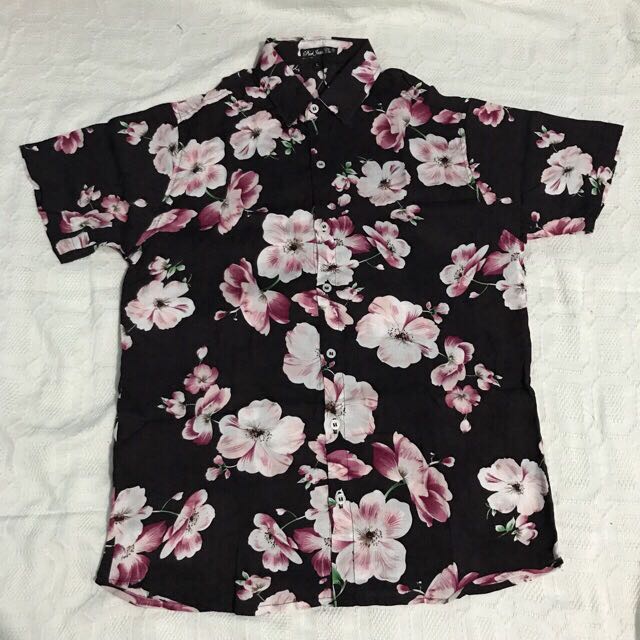 floral black polo