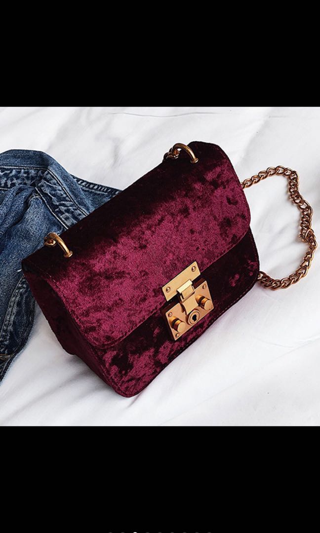 velvet sling bag