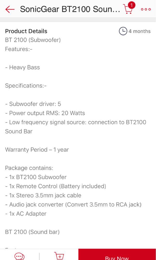 sonicgear bt2100 spec