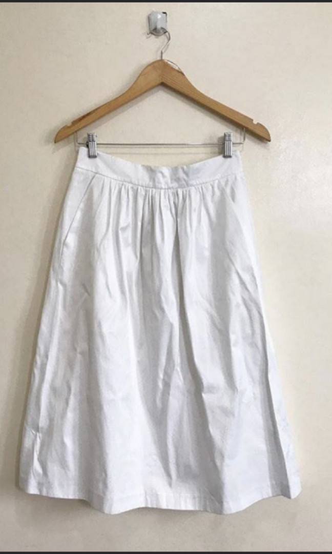 zara white midi skirt