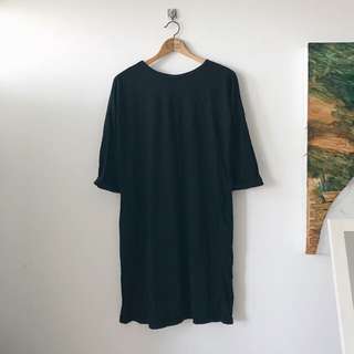 黑色棉質長版上衣