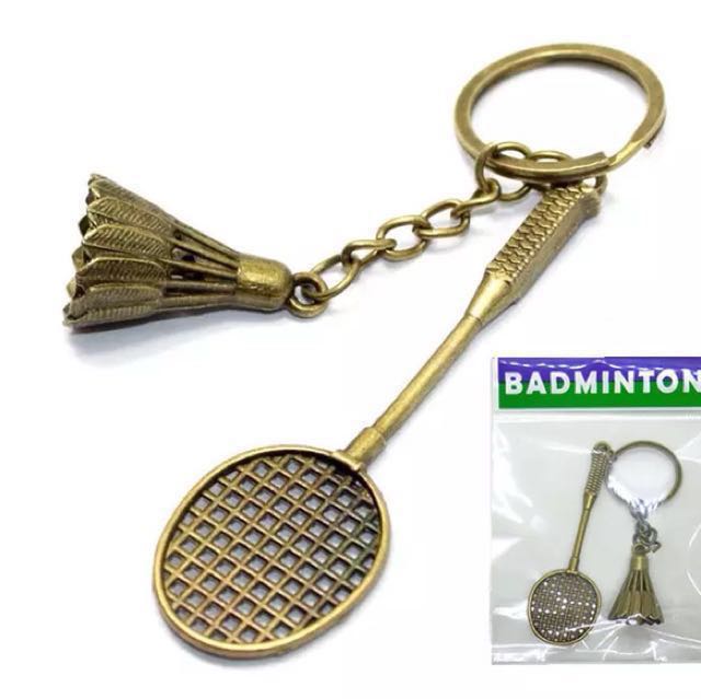 Badminton top racket keychain