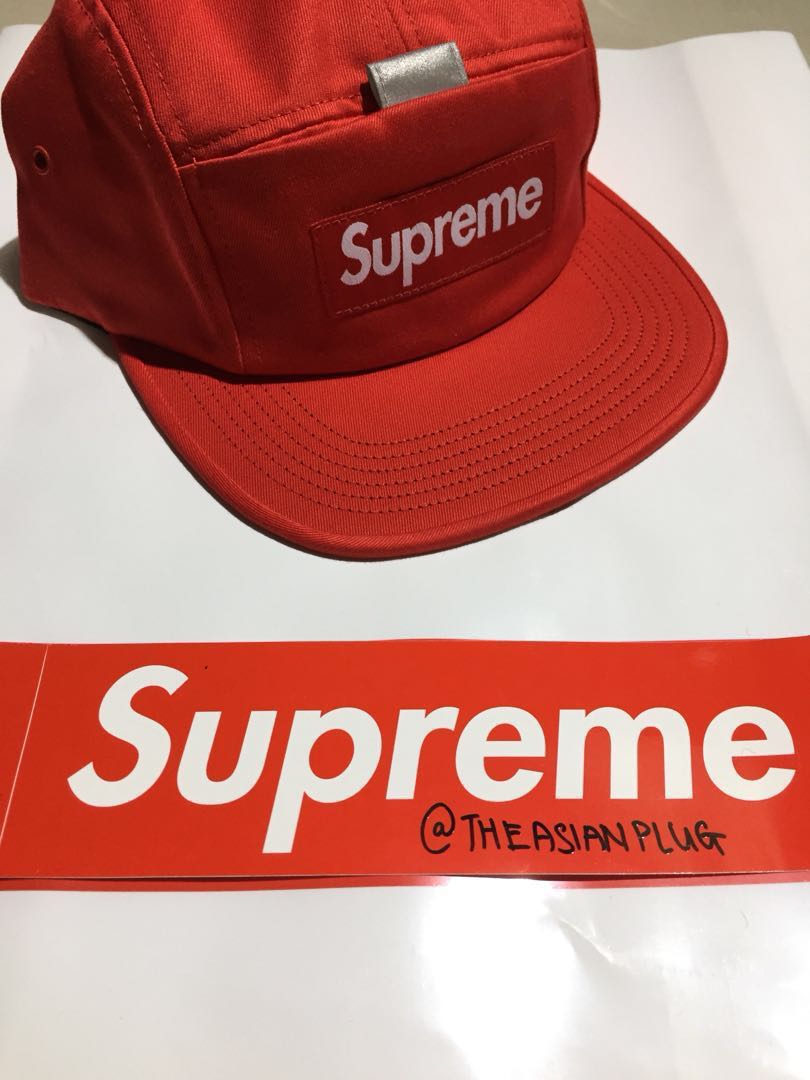 SUPREME New York Reflective Tab Pocket Camp Cap RED Hat Adjustable. New S/S  2018