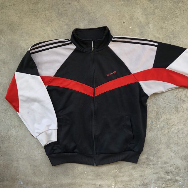 white and black Adidas track jacket 