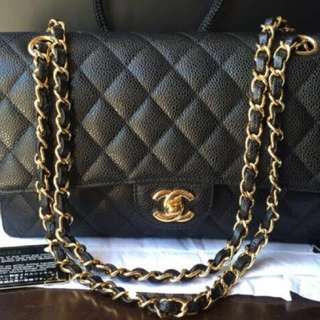 Chanel Coco 25 荔枝皮 牛皮 金鍊 金釦 香奈兒