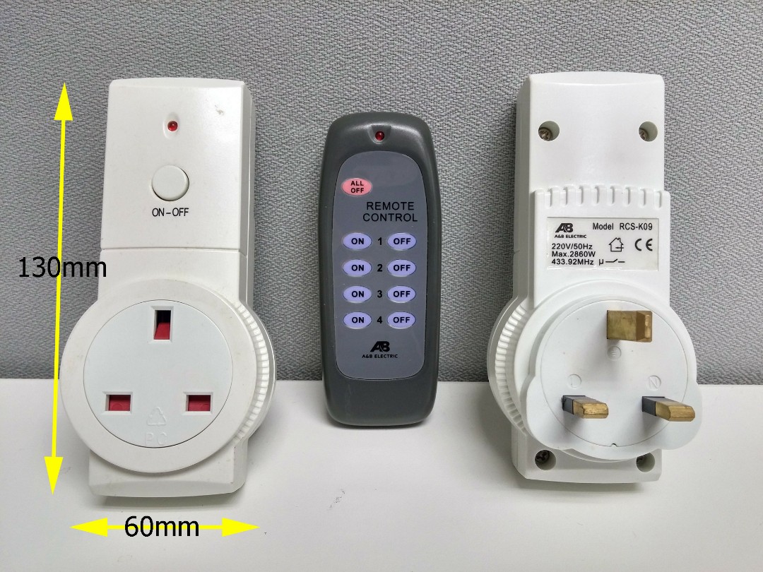 A&B RCS-K09自學遙控插蘇開關x2個(13A/連遙控一隻), 家庭電器, 轉插器及插頭 - Carousell