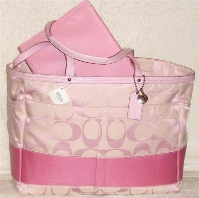 Pink coach diaper bag