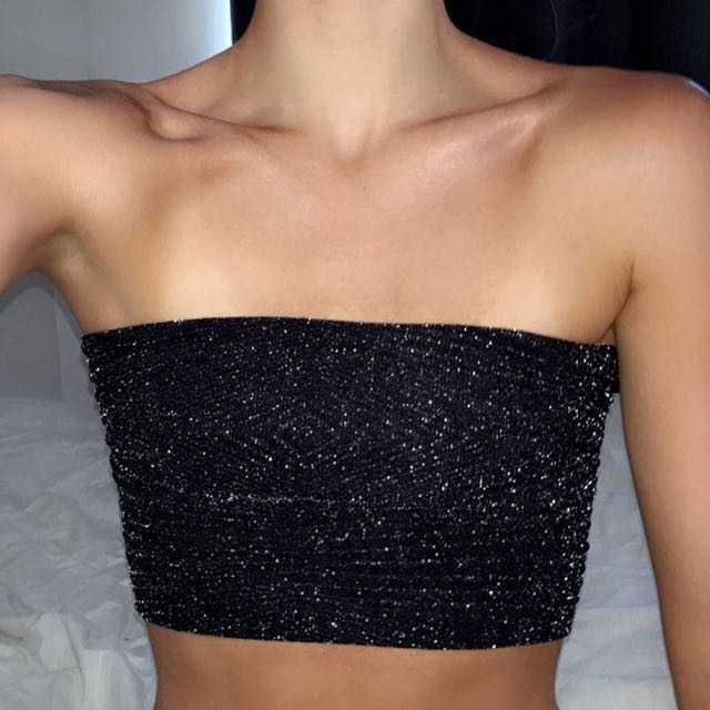 sparkly black tube top