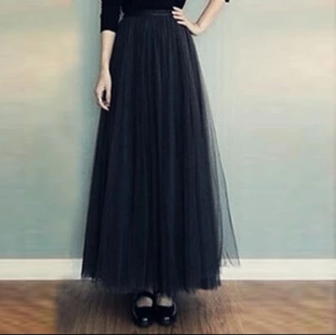 black tulle maxi