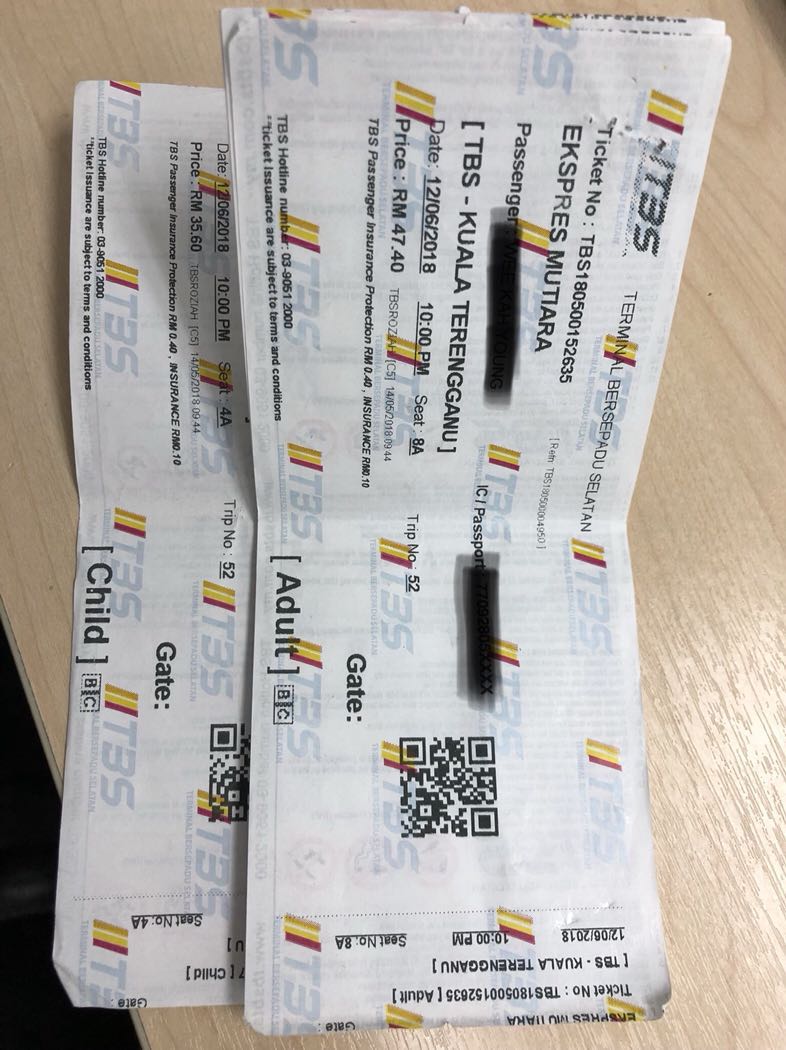 Bus Tickets For Sales Tbs To Kuala Terengganu 12th June 2018 Tickets Vouchers Attractions Tickets On Carousell