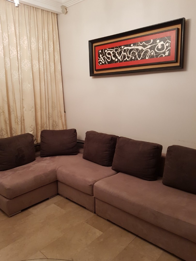 Cellini Microsuede Sofa 5 Cushion Pristine Free Coffee Table Photo