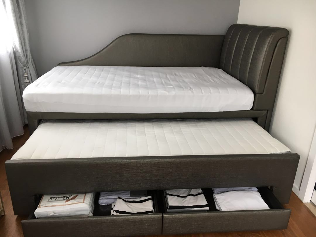 Double Decker Bed W Pullout Storage, Double Bed Frame With Pull Out Bed