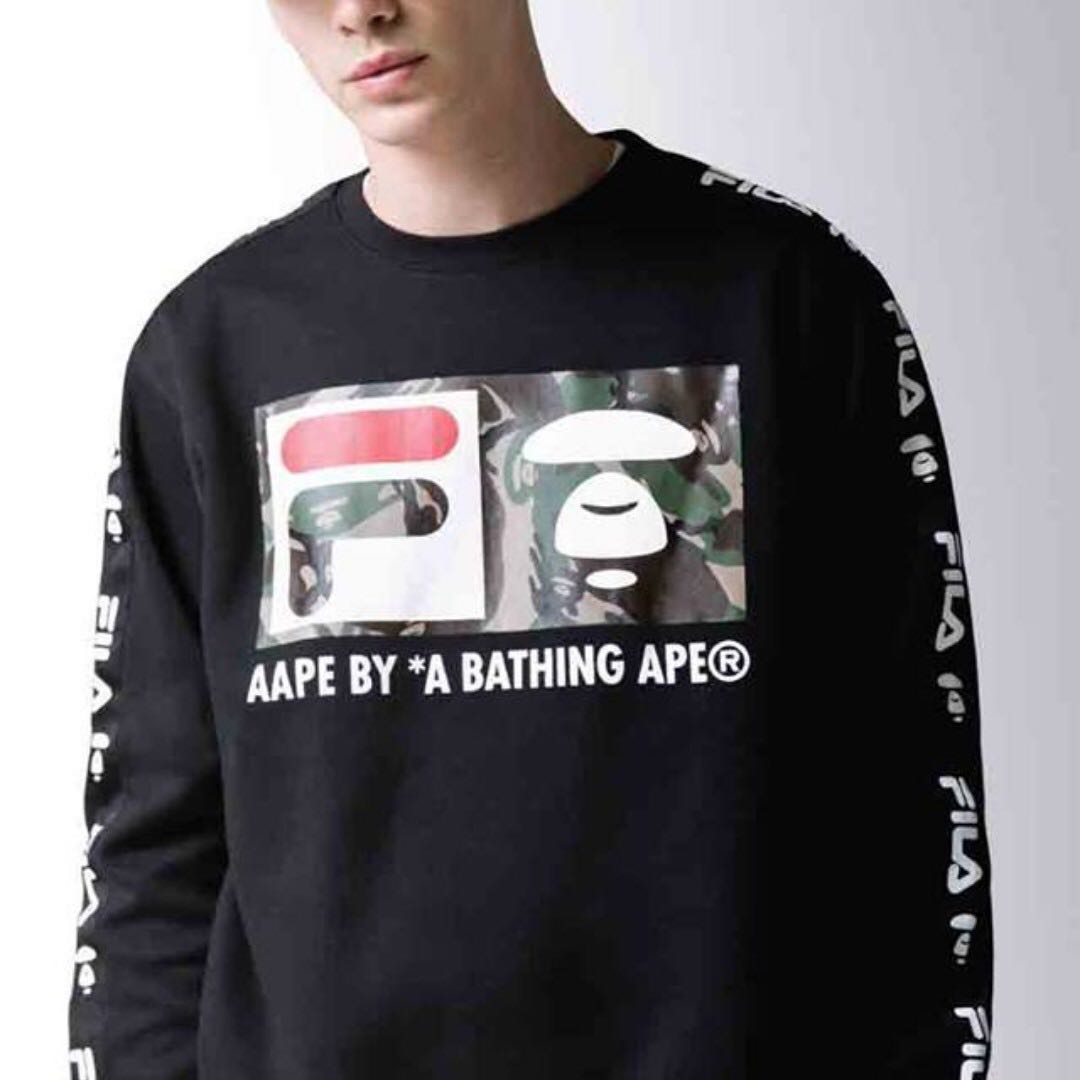 Fila x Aape Sweatshirt Men s Fashion Tops Sets Tshirts Polo Shirts on Carousell