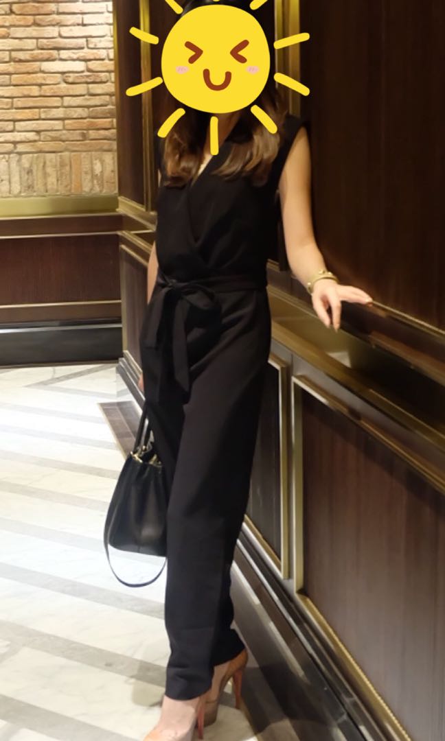 stradivarius jumpsuit black