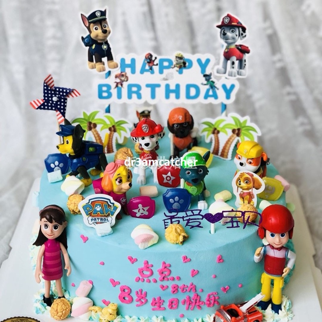 A Set of 12 Paw Dogs Patrol Dolls，Paw Dogs Patrol Action Figures Cake Toppers，Mini Figurines Children Mini Toys Kids Birthday Party Supplies 