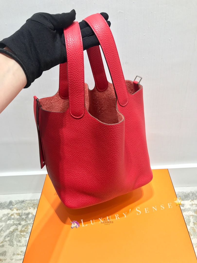 全新 2018買入! 🦄Hermes 🏎Picotin 22 Q5 Rouge Casaque 法拉利紅 ...