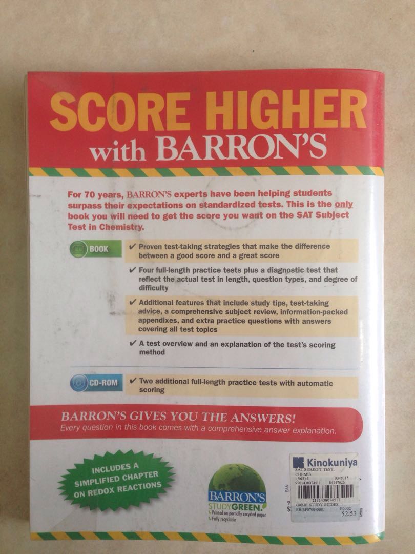 Barron S Sat Subject Test Chemistry Books Stationery Textbooks