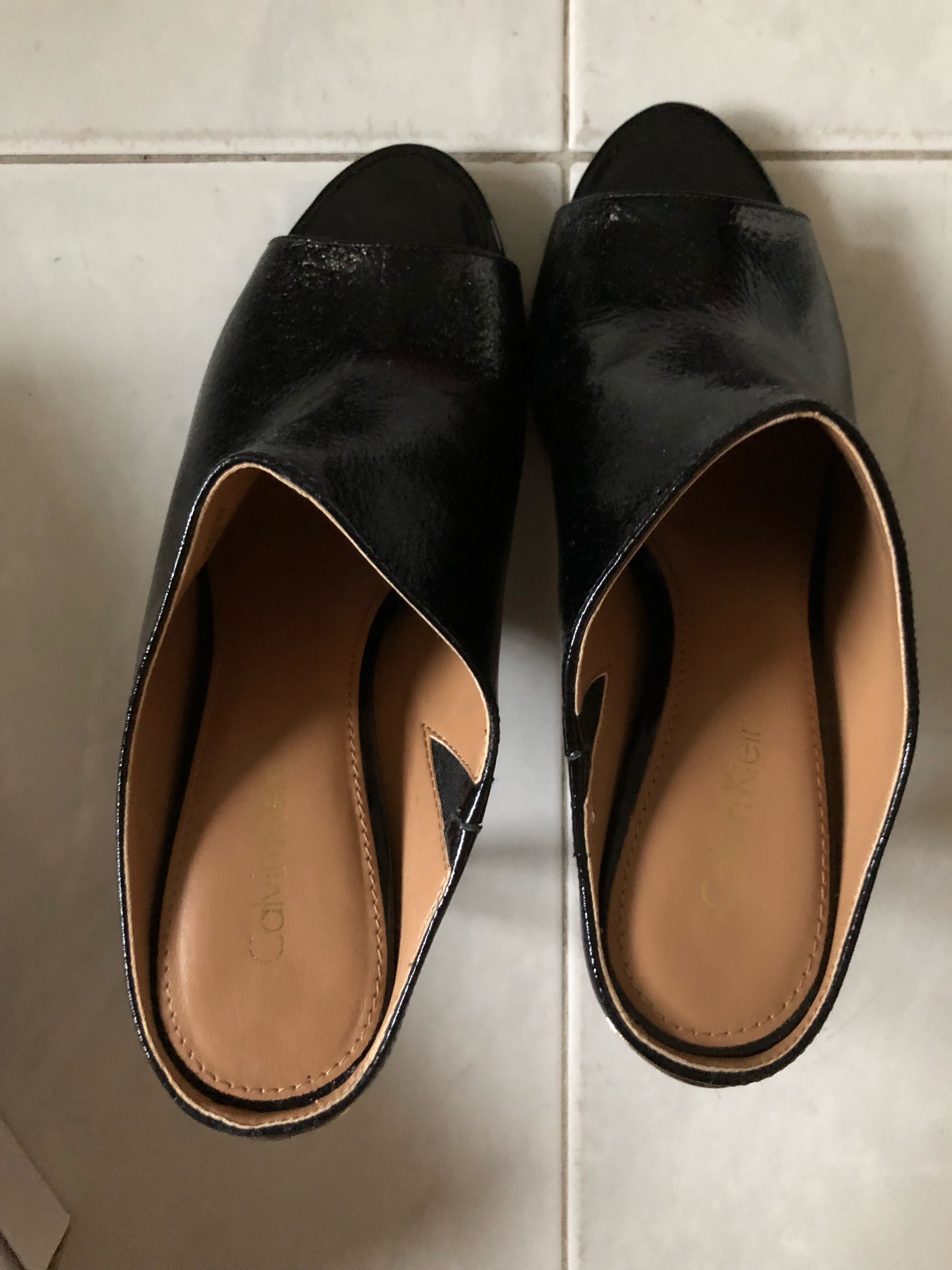 Calvin Klein leather mule heels, Women 