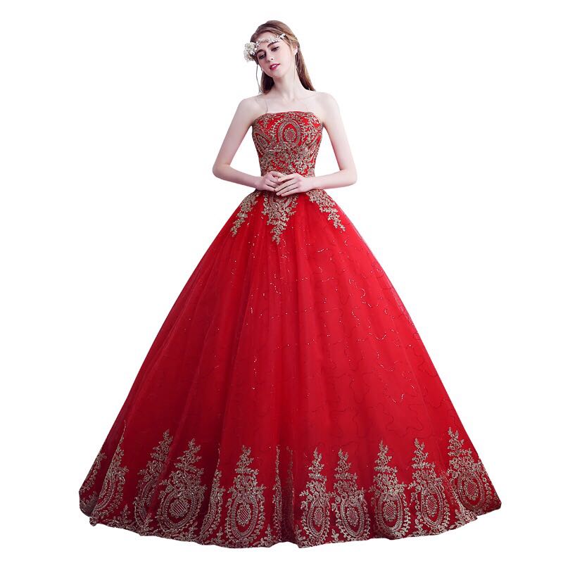 red and gold dress combination