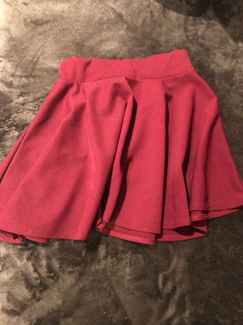 Maroon Skater Skirt Women s Fashion Clothes on Carousell