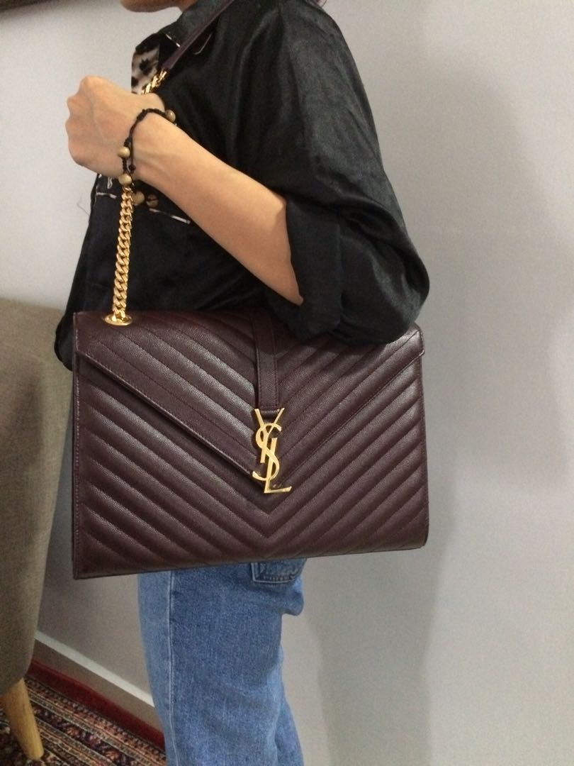 Envelope Large Quilted Texturedleather Shoulder Bag atelieryuwa.ciao.jp