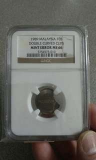 1989 Malaysia 10S Mint Error MS66 NGC graded