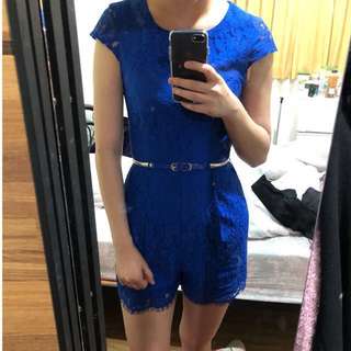Forever New Blue Lace Jumpsuit XS