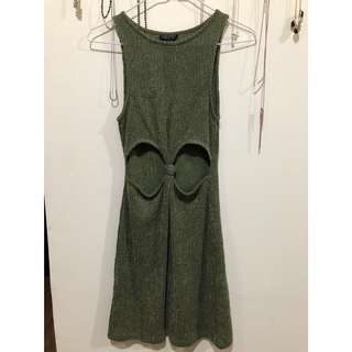 Topshop Green Dress with Knot cut out XS