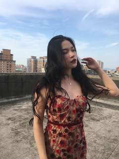 全新！花朵馬甲長洋裝